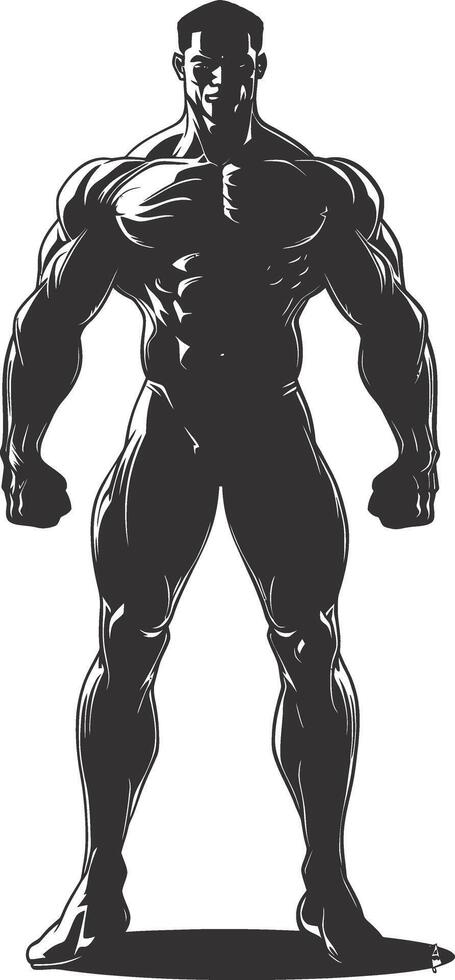 AI generated Silhouette Bodybuilding black color only full body vector