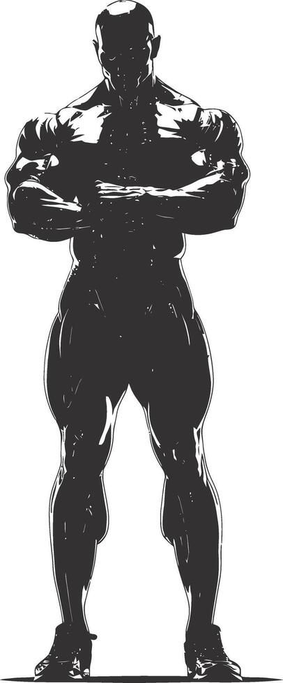 AI generated Silhouette Bodybuilding black color only full body vector