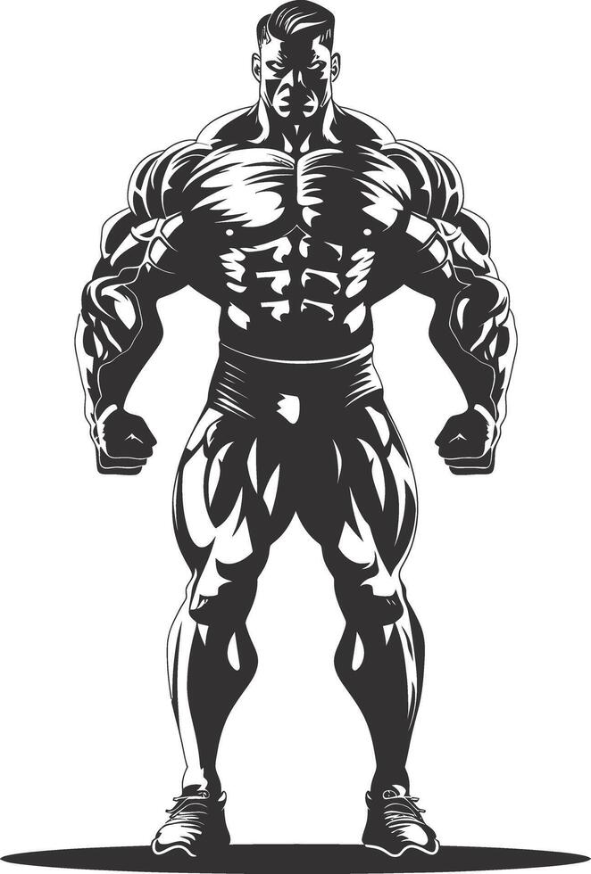 AI generated Silhouette Bodybuilding black color only full body vector