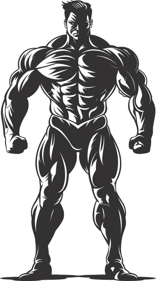 AI generated Silhouette Bodybuilding black color only full body vector