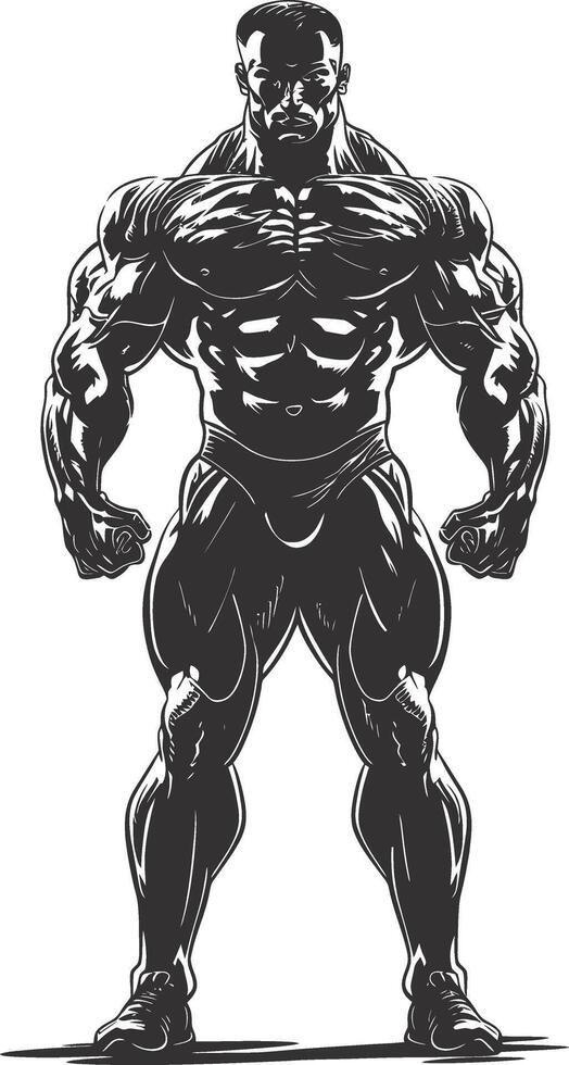 AI generated Silhouette Bodybuilding black color only full body vector