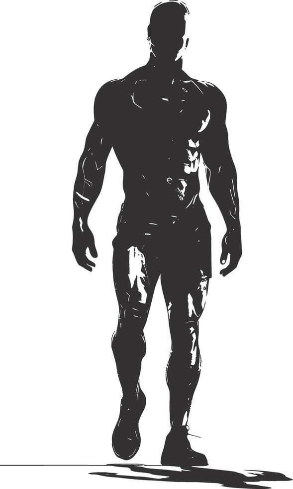 AI generated Silhouette Bodybuilding black color only full body vector