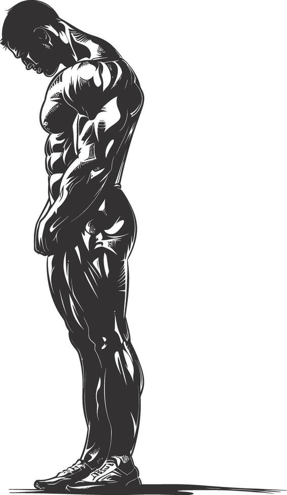 ai generado silueta culturismo flexionando cuerpo músculo negro color solamente vector