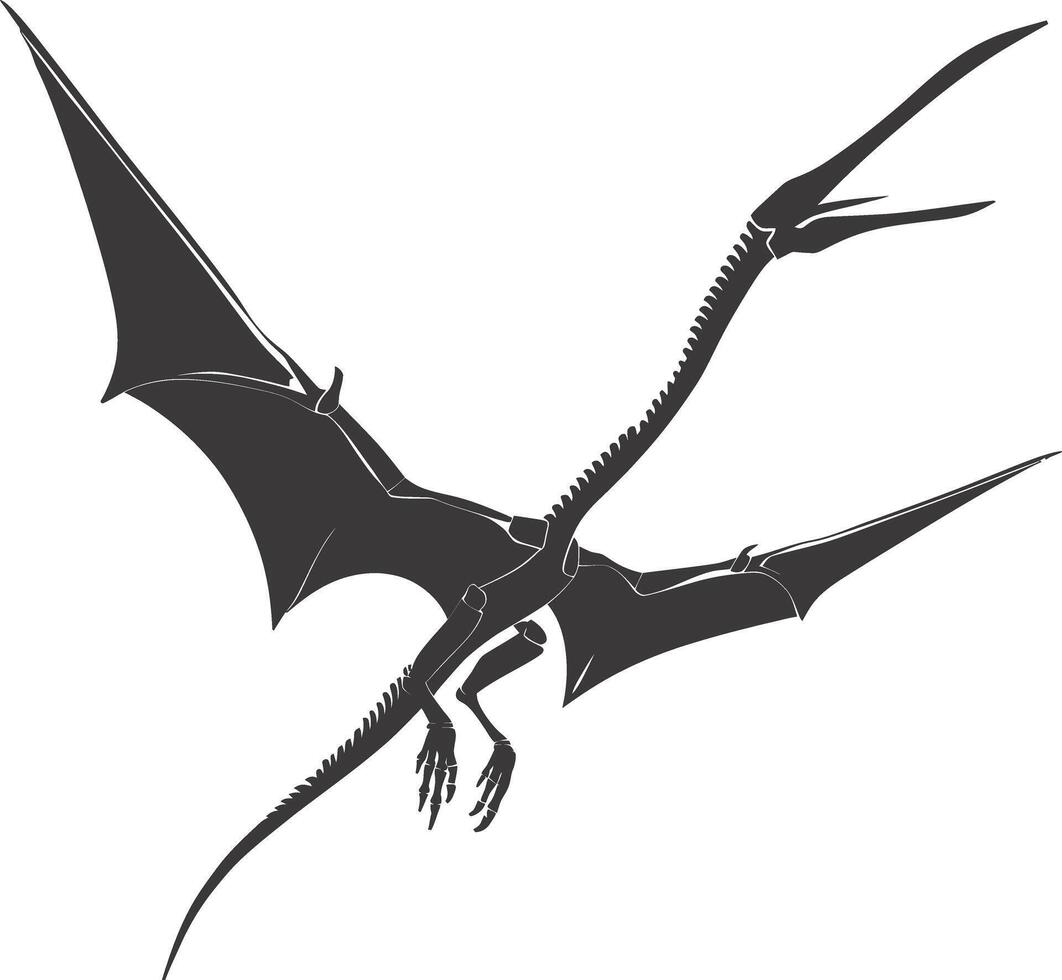 ai generado silueta dinosaurio pterodáctilo esqueleto negro color solamente vector