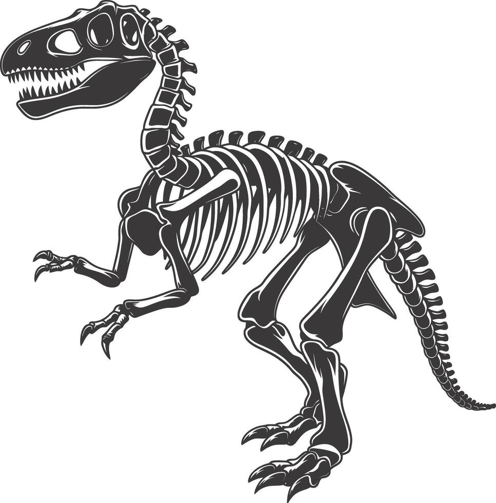 ai generado silueta dinosaurio esqueleto negro color solamente vector