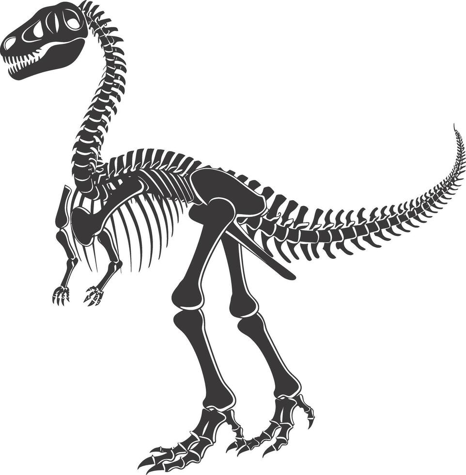 AI generated Silhouette Dinosaur skeleton black color only vector