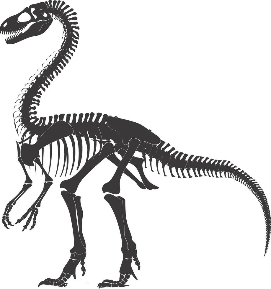 ai generado silueta dinosaurio esqueleto negro color solamente vector