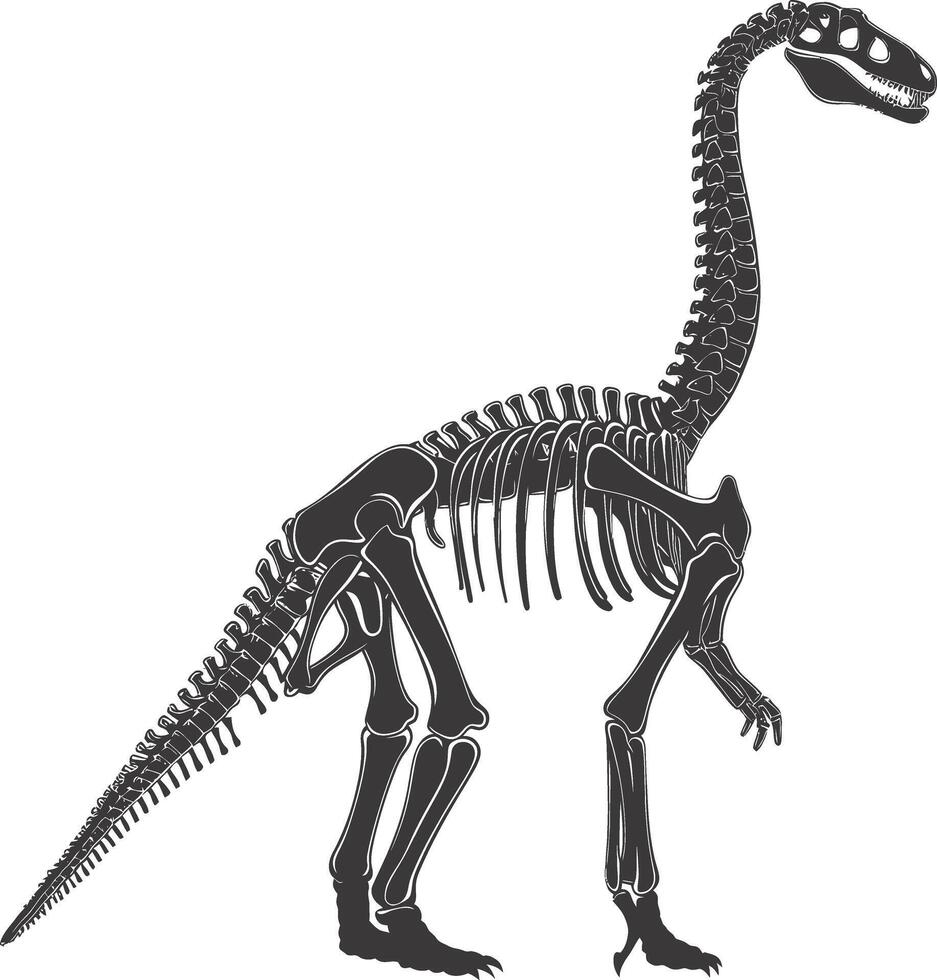 AI generated Silhouette Dinosaur skeleton black color only vector