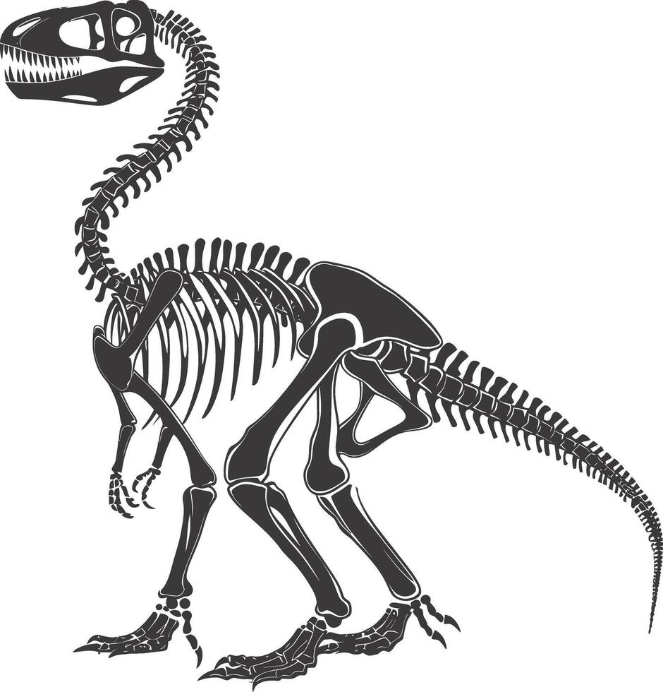 ai generado silueta dinosaurio esqueleto negro color solamente vector