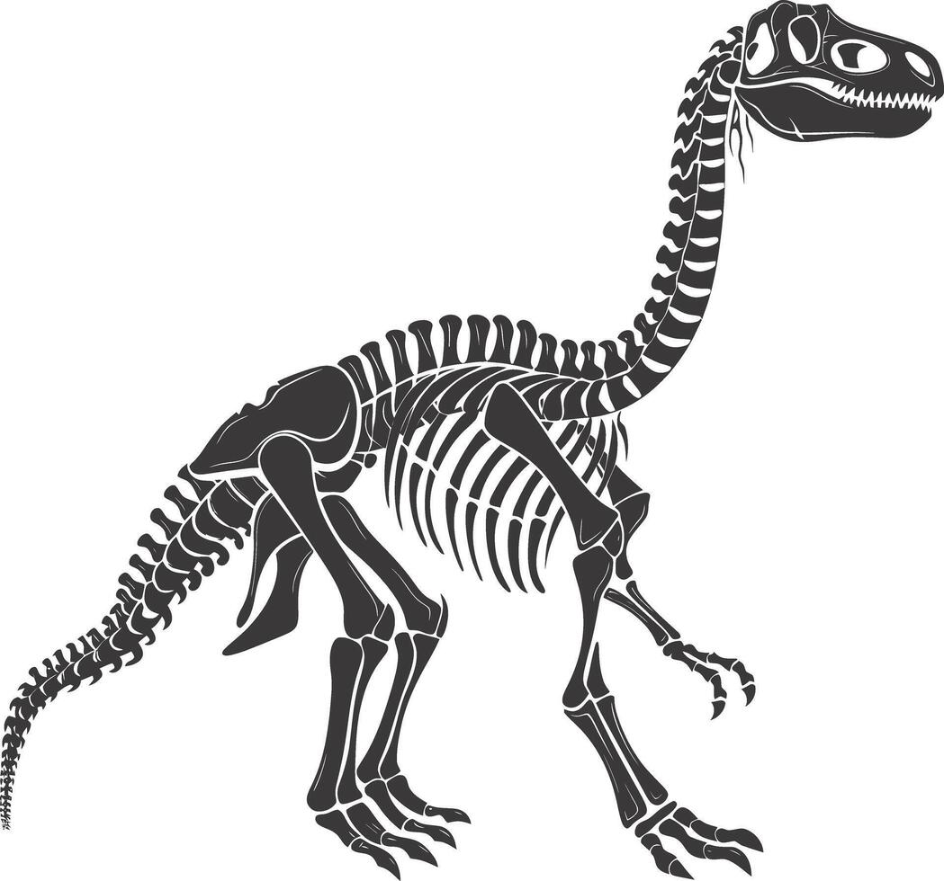 ai generado silueta dinosaurio esqueleto negro color solamente vector