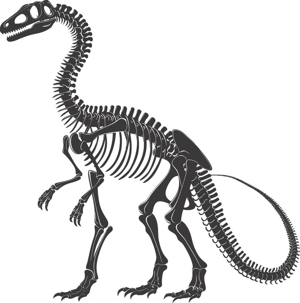 ai generado silueta dinosaurio esqueleto negro color solamente vector