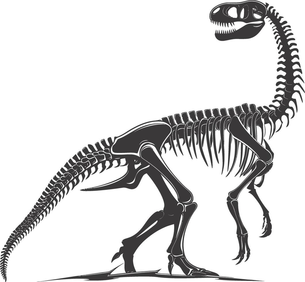 ai generado silueta dinosaurio esqueleto negro color solamente vector