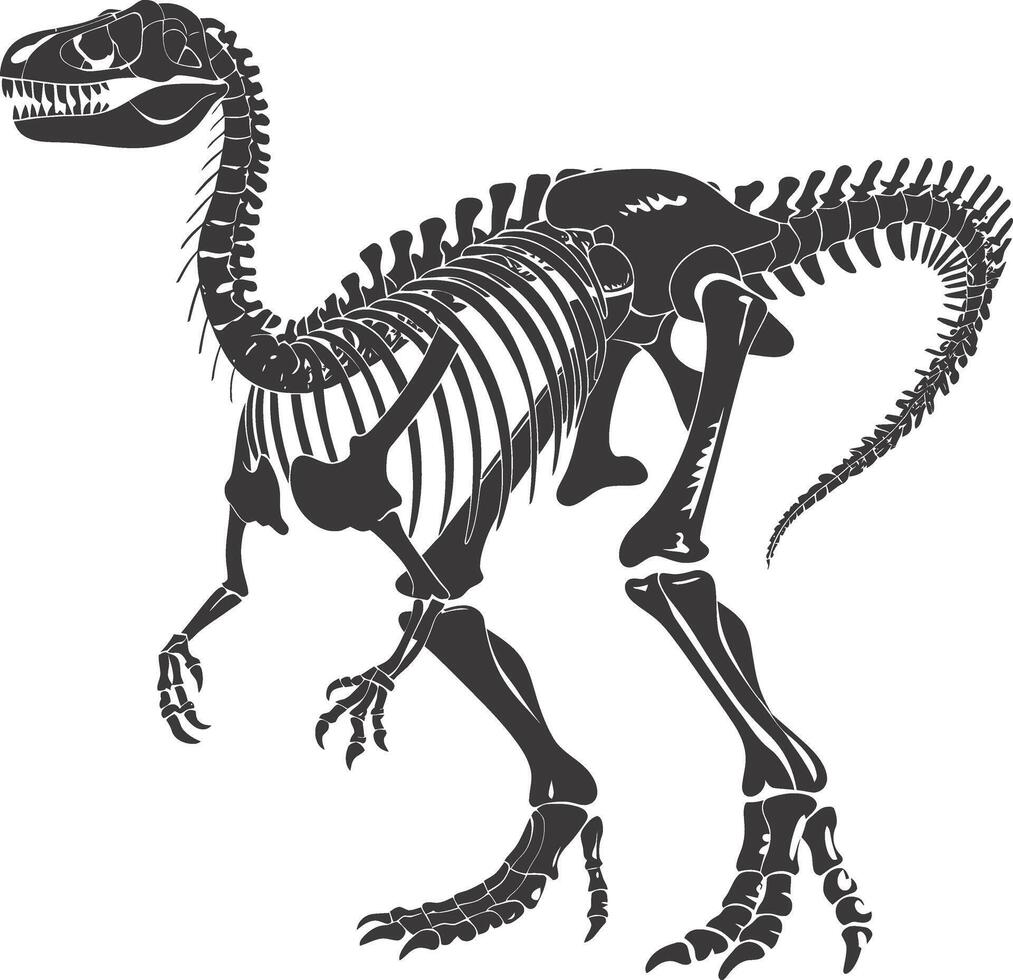 ai generado silueta dinosaurio esqueleto negro color solamente vector