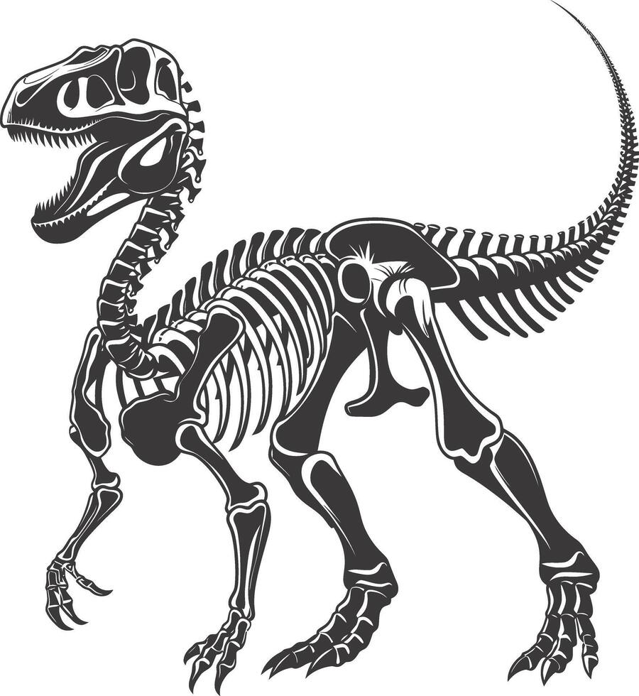 ai generado silueta dinosaurio esqueleto negro color solamente vector