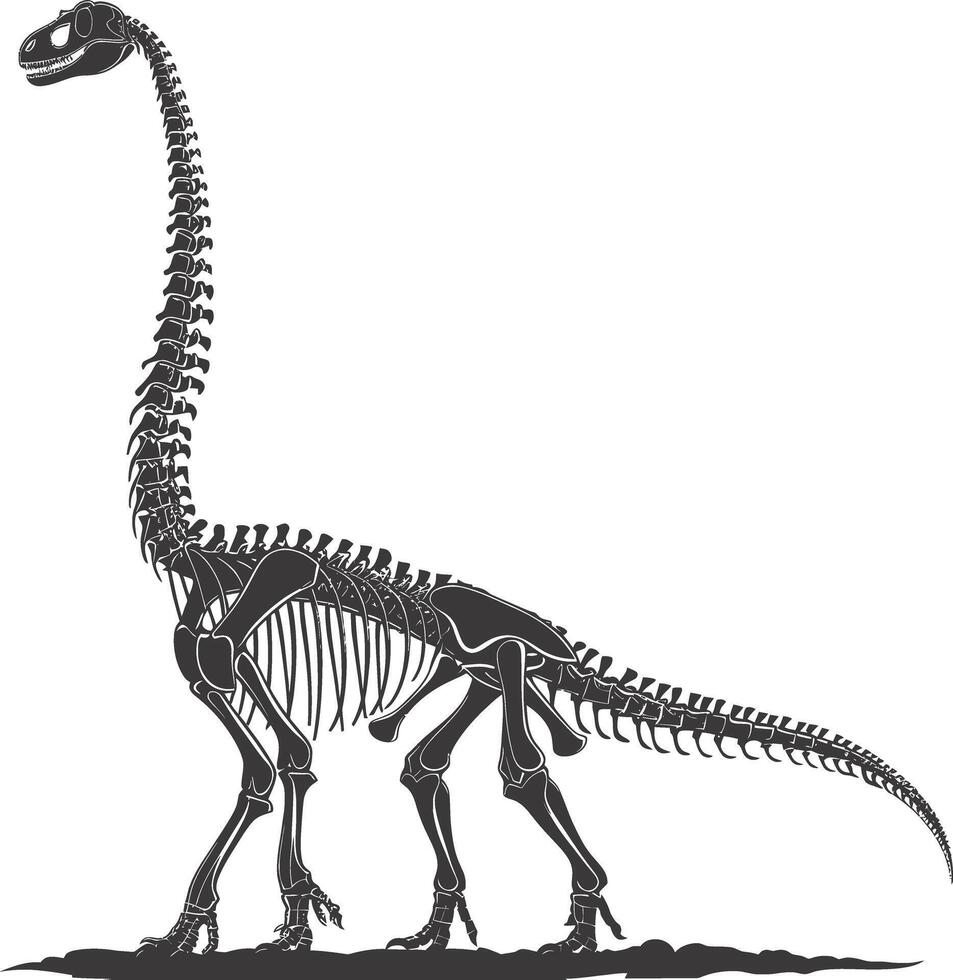 ai generado silueta dinosaurio esqueleto negro color solamente vector