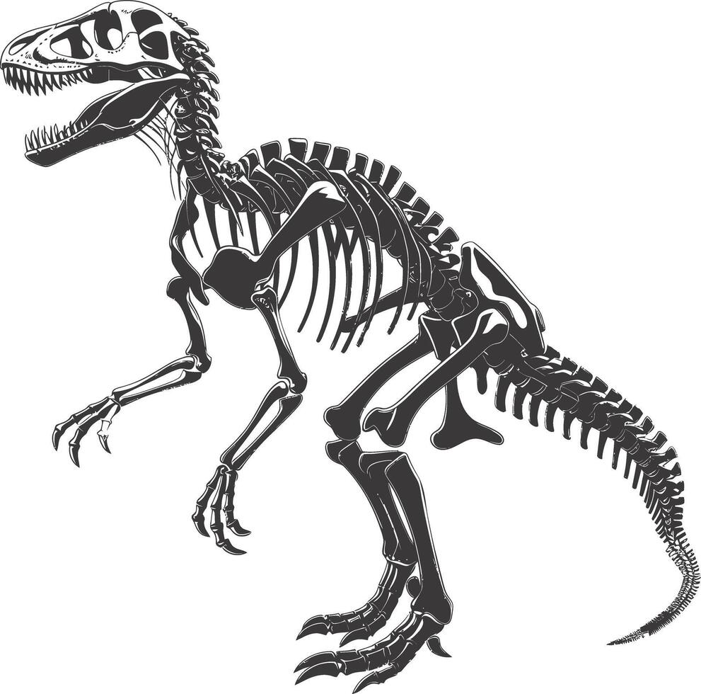 AI generated Silhouette Dinosaur skeleton black color only vector