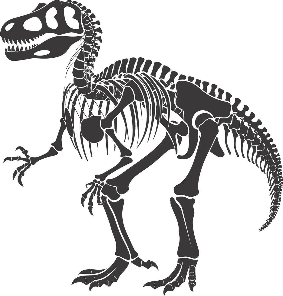 ai generado silueta dinosaurio esqueleto negro color solamente vector