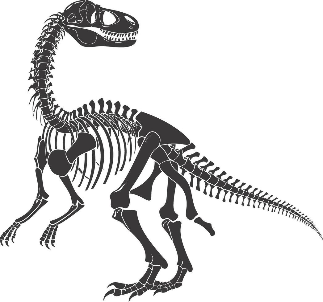 ai generado silueta dinosaurio esqueleto negro color solamente vector