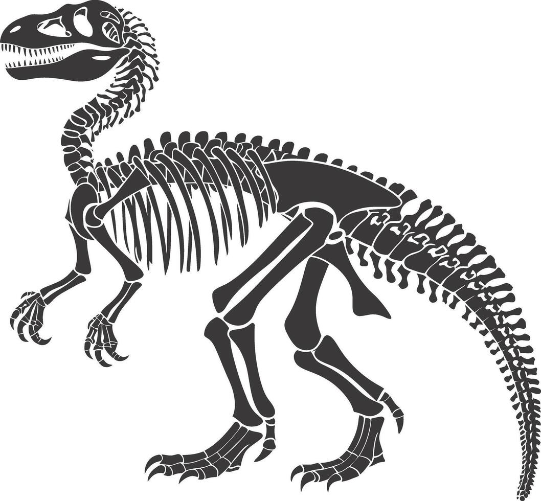 ai generado silueta dinosaurio esqueleto negro color solamente vector