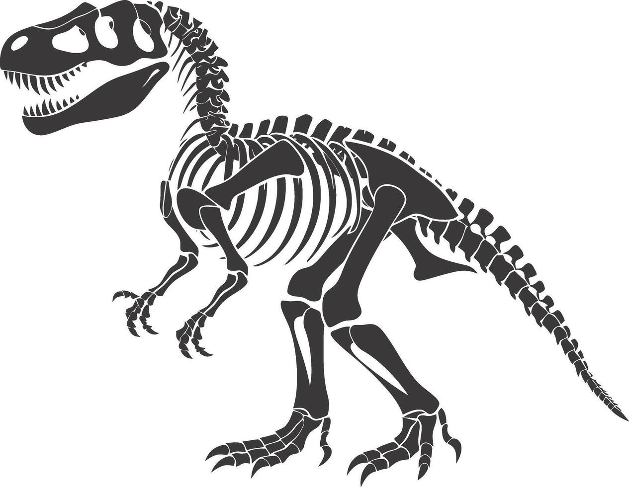 AI generated Silhouette Dinosaur skeleton black color only vector