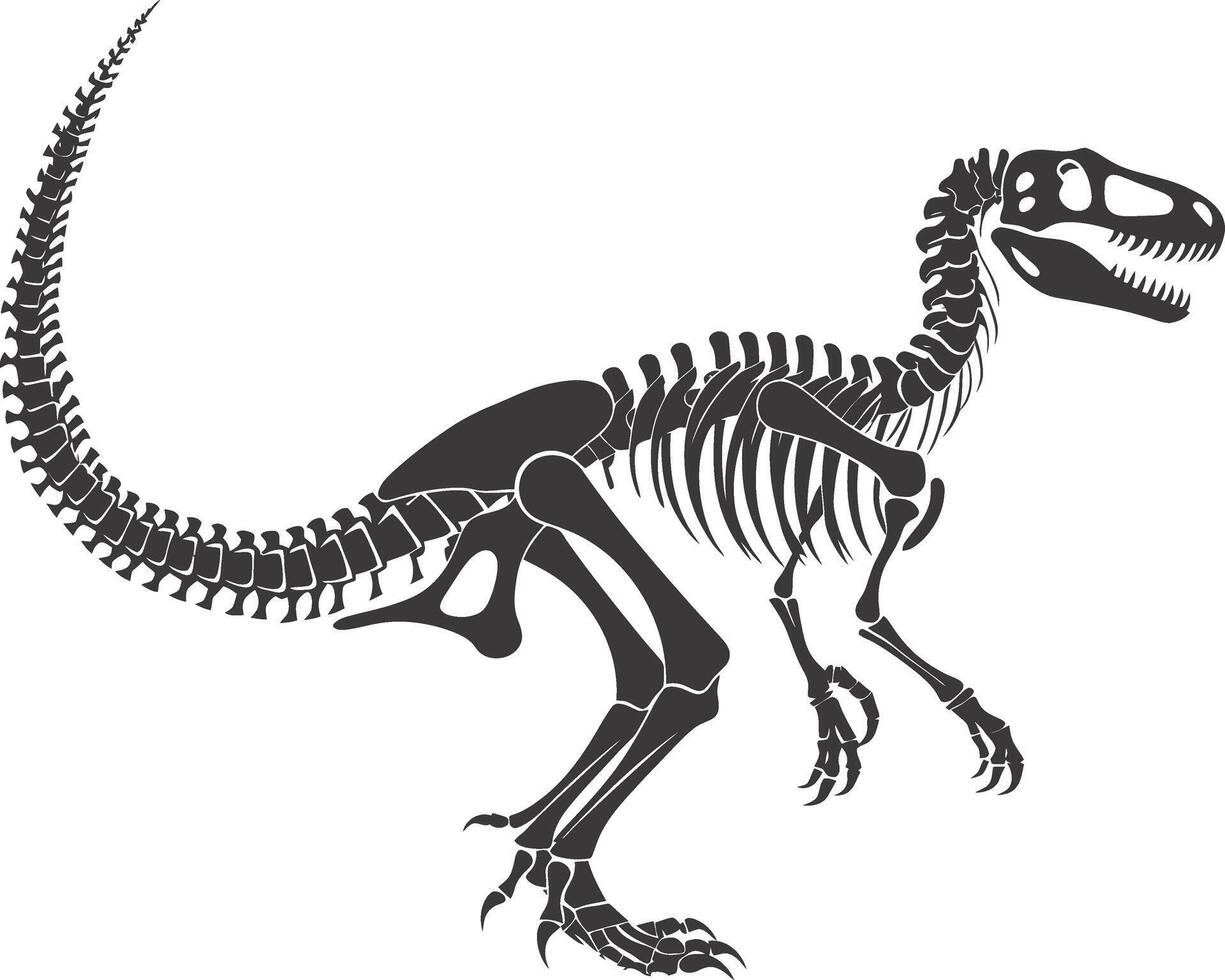 AI generated Silhouette Dinosaur skeleton black color only vector