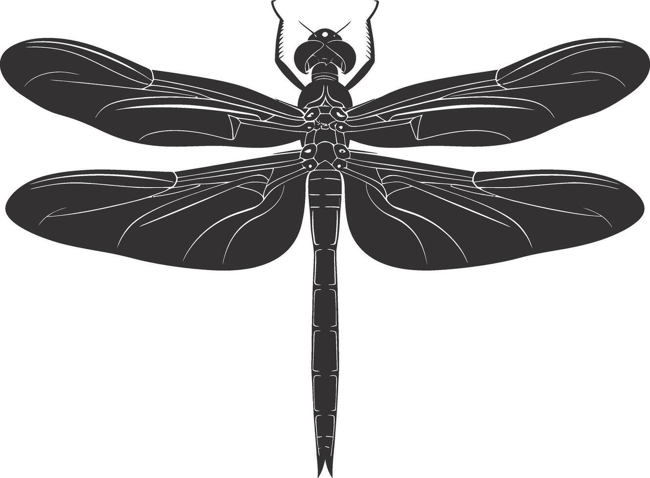 AI generated Silhouette Dragonfly black color only full body vector