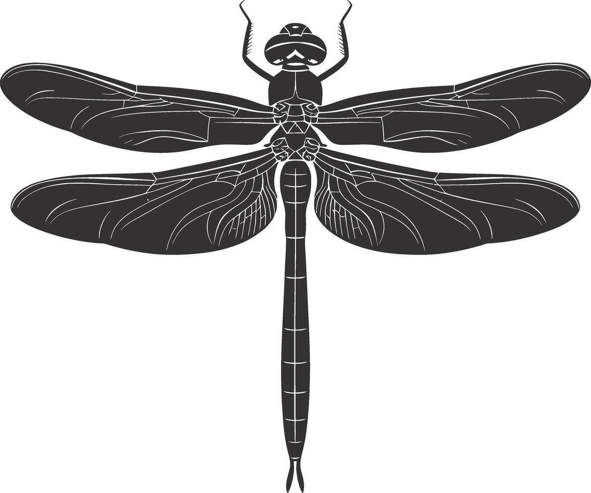 AI generated Silhouette Dragonfly black color only full body vector