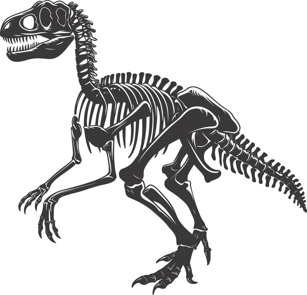 ai generado silueta dinosaurio esqueleto negro color solamente vector