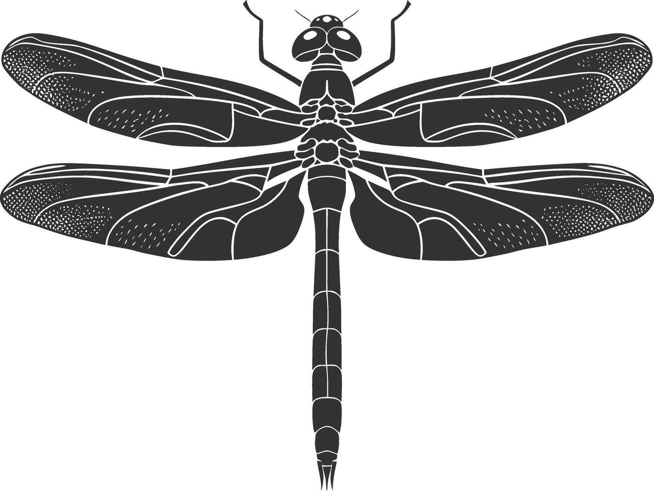 AI generated Silhouette Dragonfly black color only full body vector