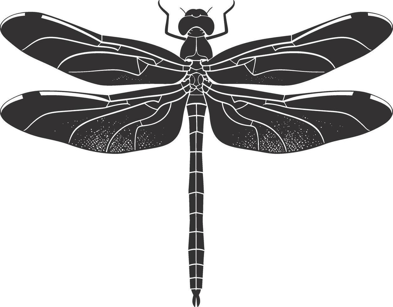 AI generated Silhouette Dragonfly black color only full body vector