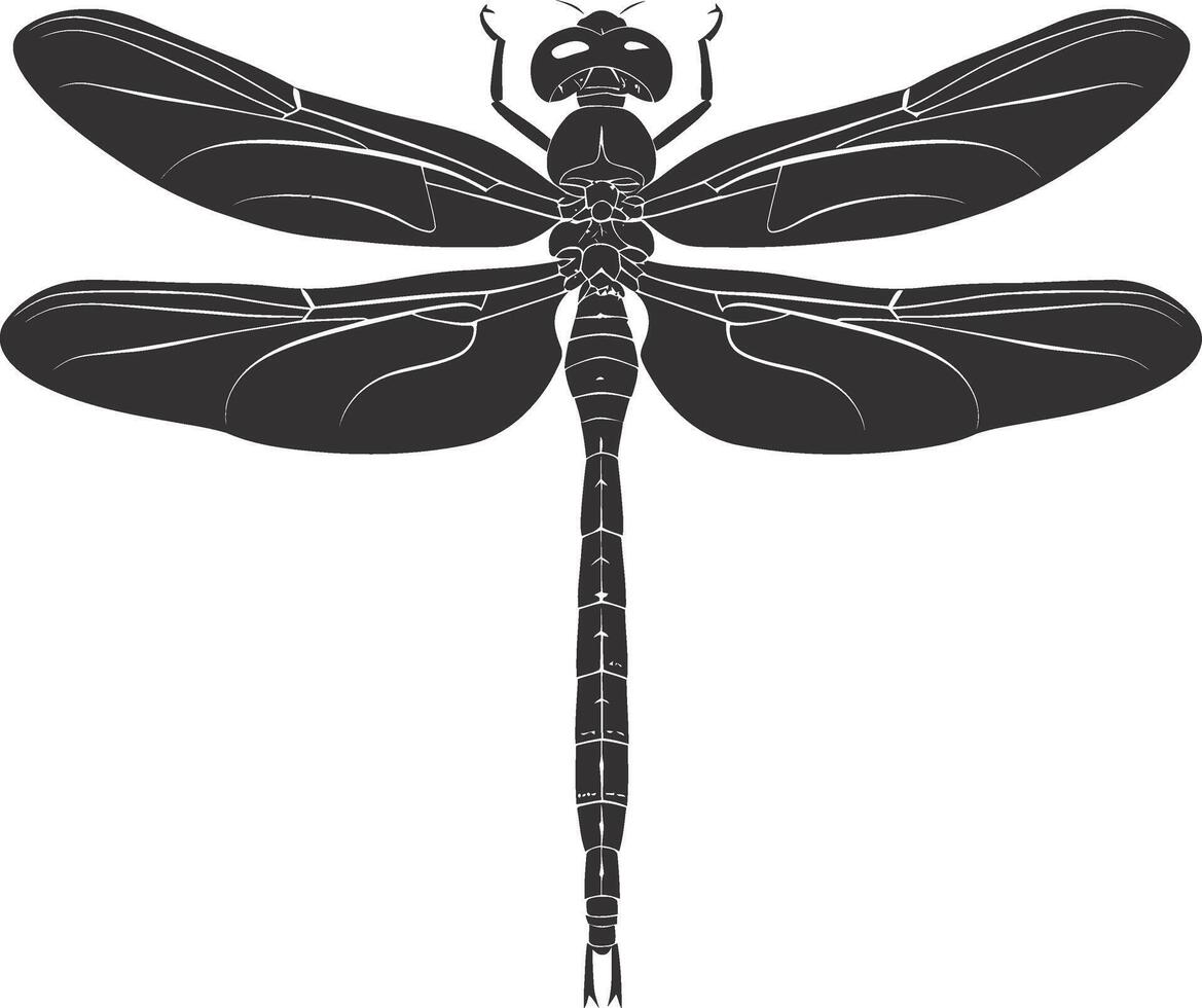 AI generated Silhouette Dragonfly black color only full body vector