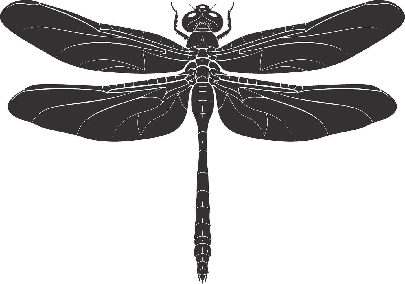 AI generated Silhouette Dragonfly black color only full body vector