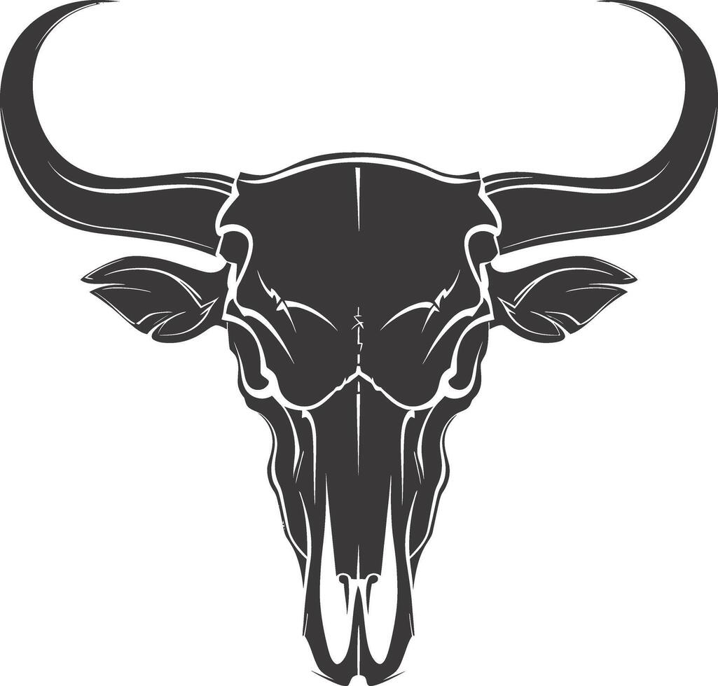 AI generated Silhouette bull head skull black color only full vector