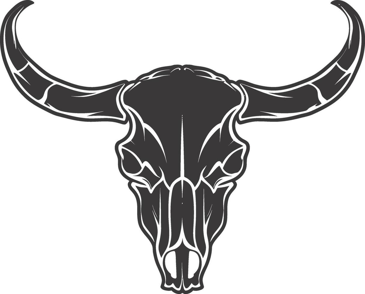 AI generated Silhouette bull head skull black color only full vector