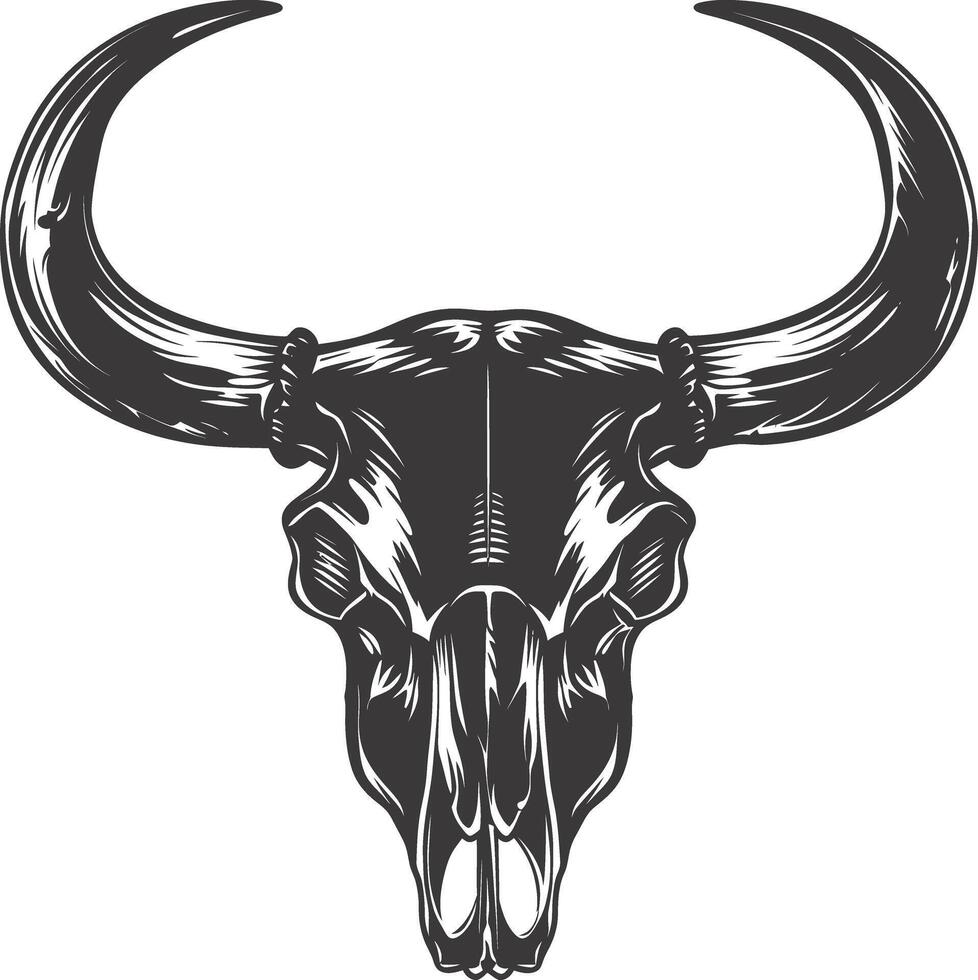 AI generated Silhouette bull head skull black color only full vector