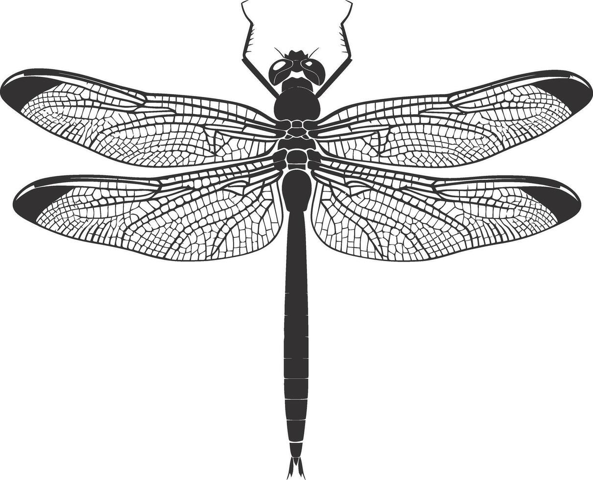 ai generado silueta libélula negro color solamente lleno cuerpo vector