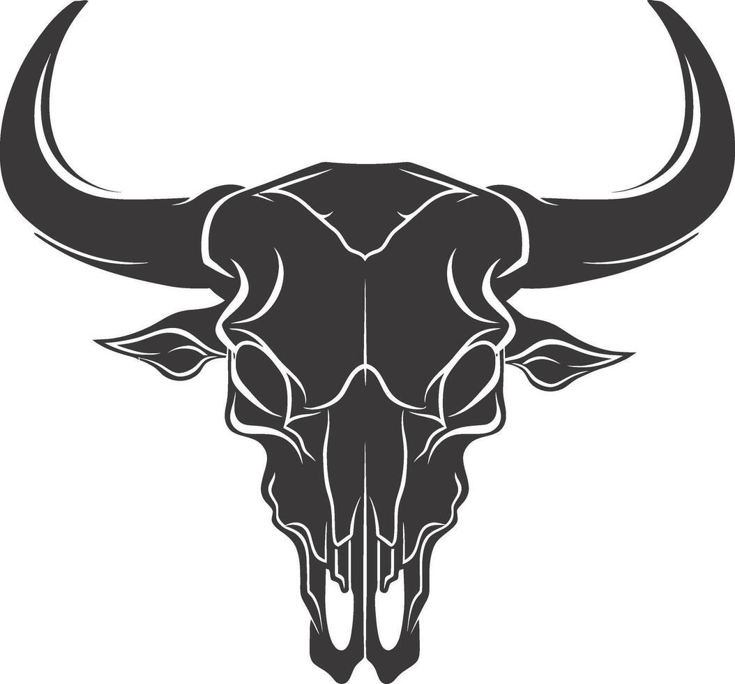 AI generated Silhouette bull head skull black color only full vector