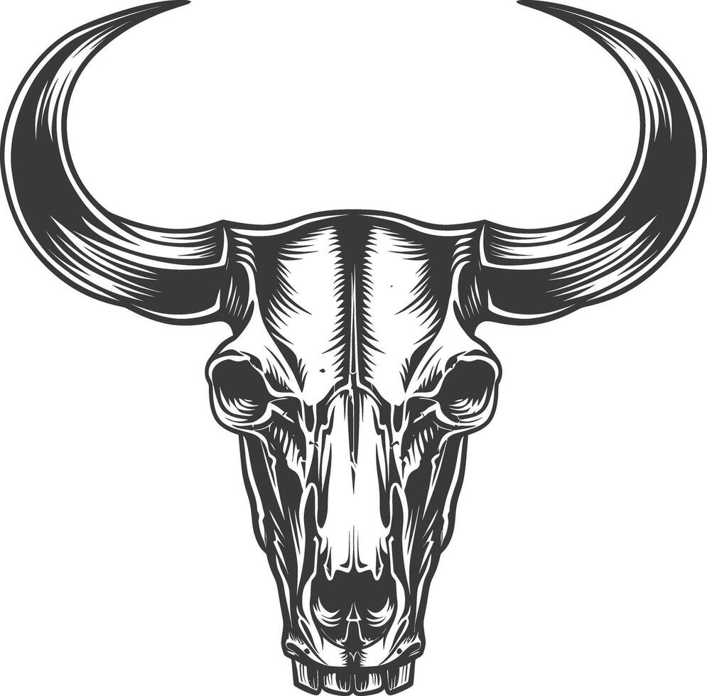 AI generated Silhouette bull head skull black color only full vector