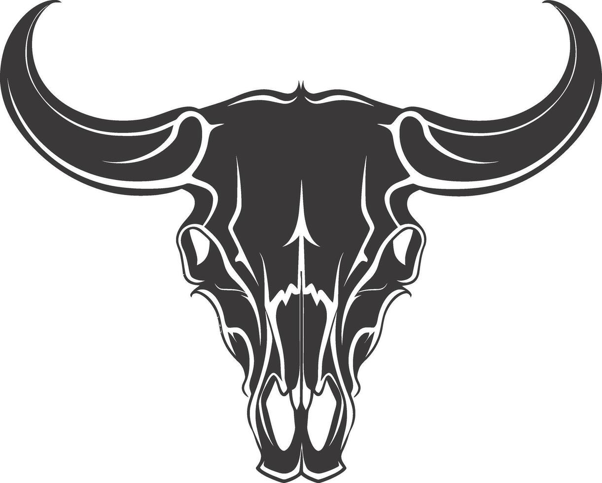 AI generated Silhouette bull head skull black color only full vector