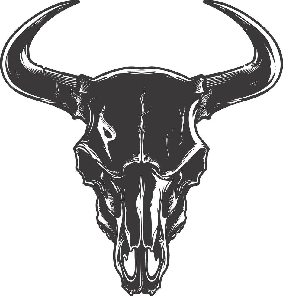 AI generated Silhouette bull head skull black color only full vector