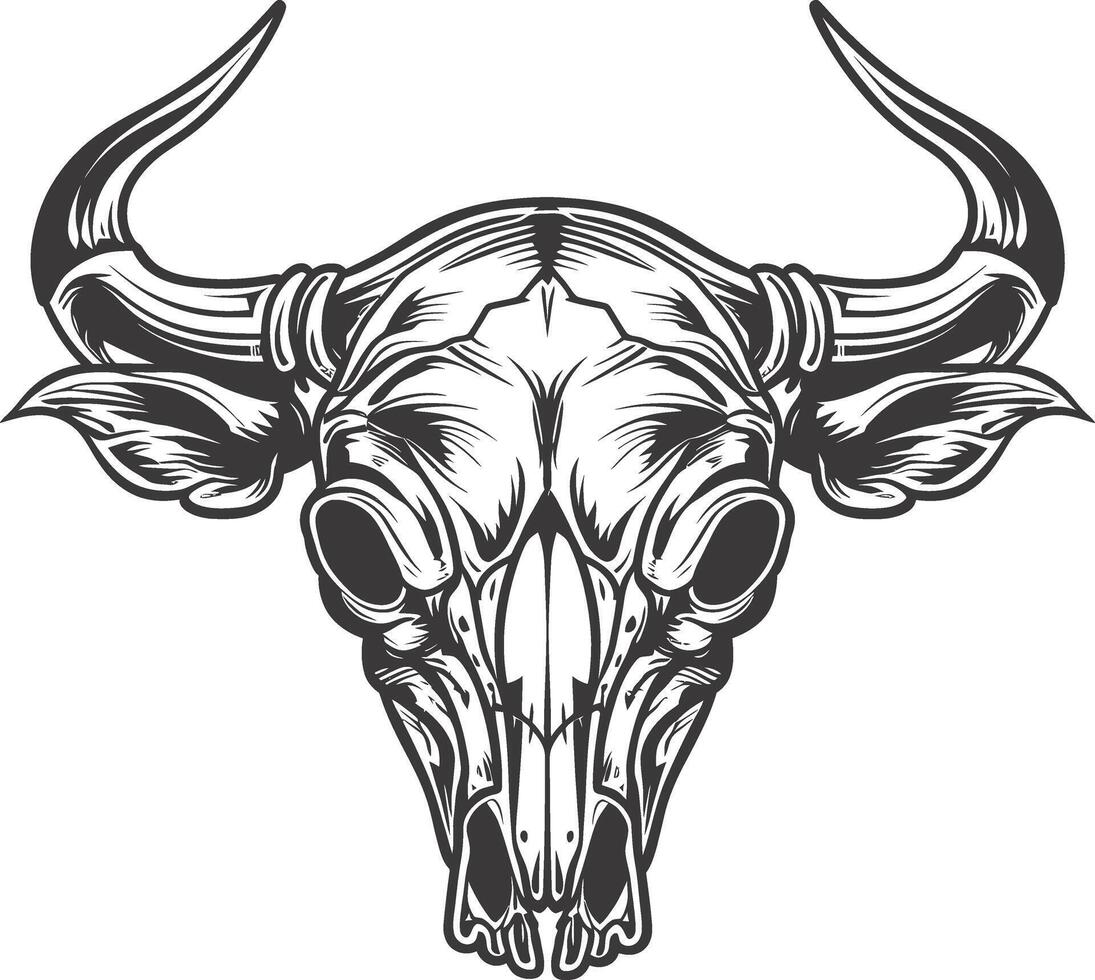AI generated Silhouette bull head skull black color only full vector