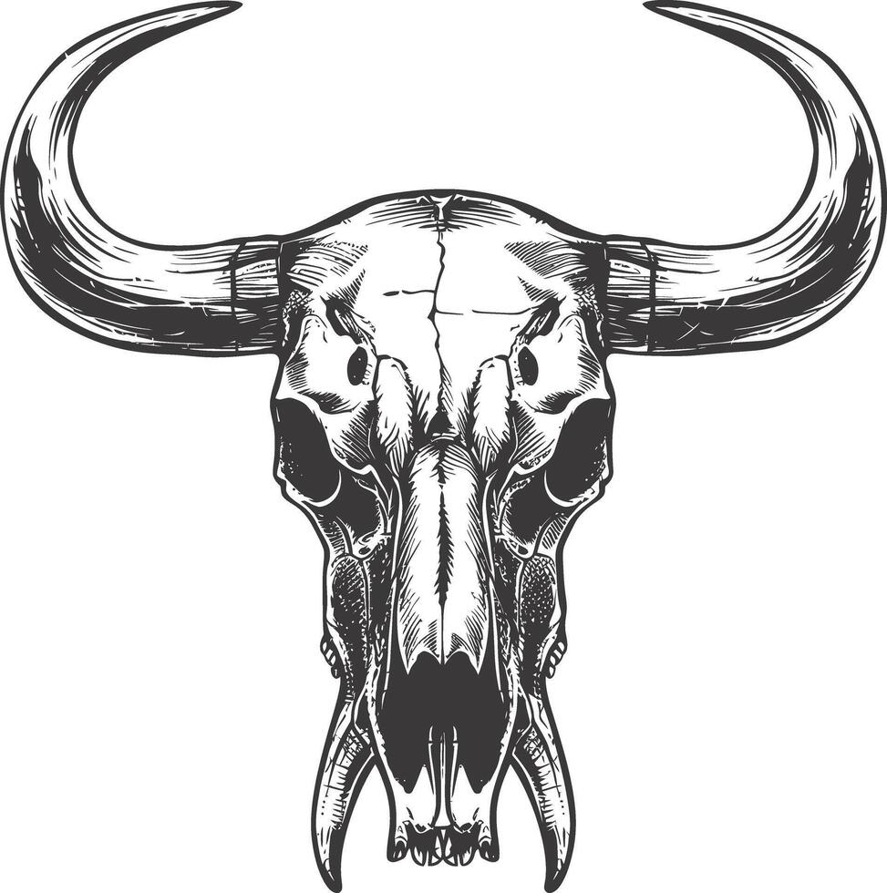 AI generated Silhouette bull head skull black color only full vector