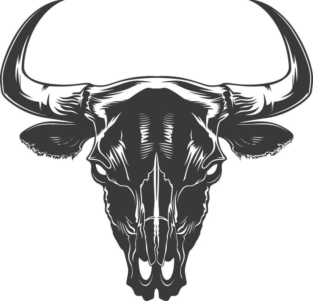 AI generated Silhouette bull head skull black color only full vector