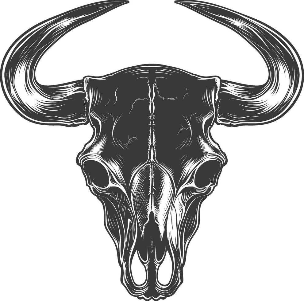 AI generated Silhouette bull head skull black color only full vector