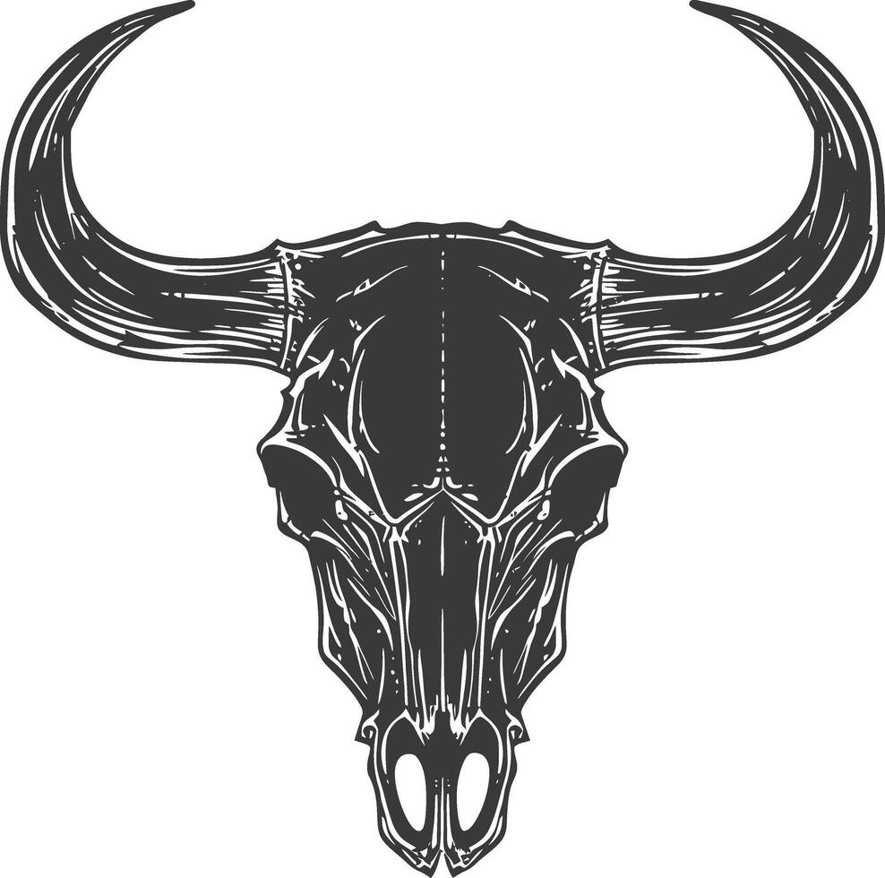 AI generated Silhouette bull head skull black color only full vector