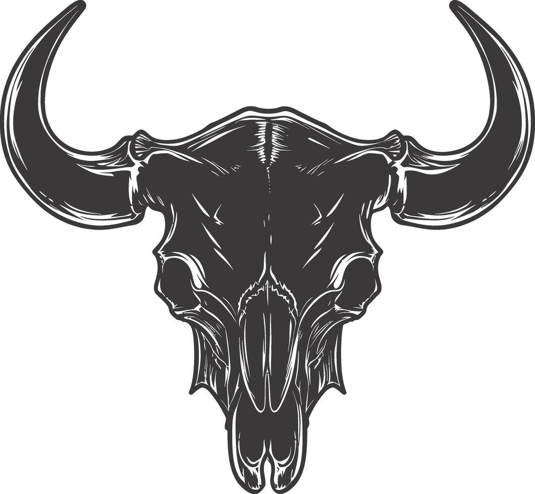 AI generated Silhouette bull head skull black color only full vector