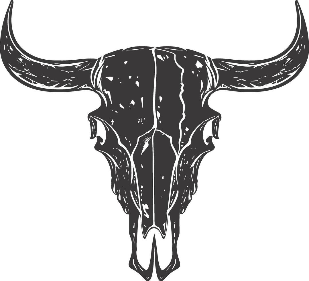 AI generated Silhouette bull head skull black color only full vector