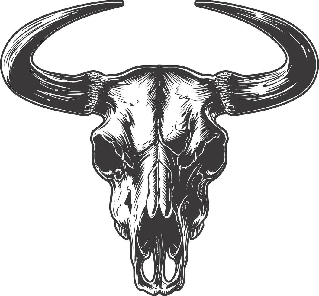 AI generated Silhouette bull head skull black color only full vector