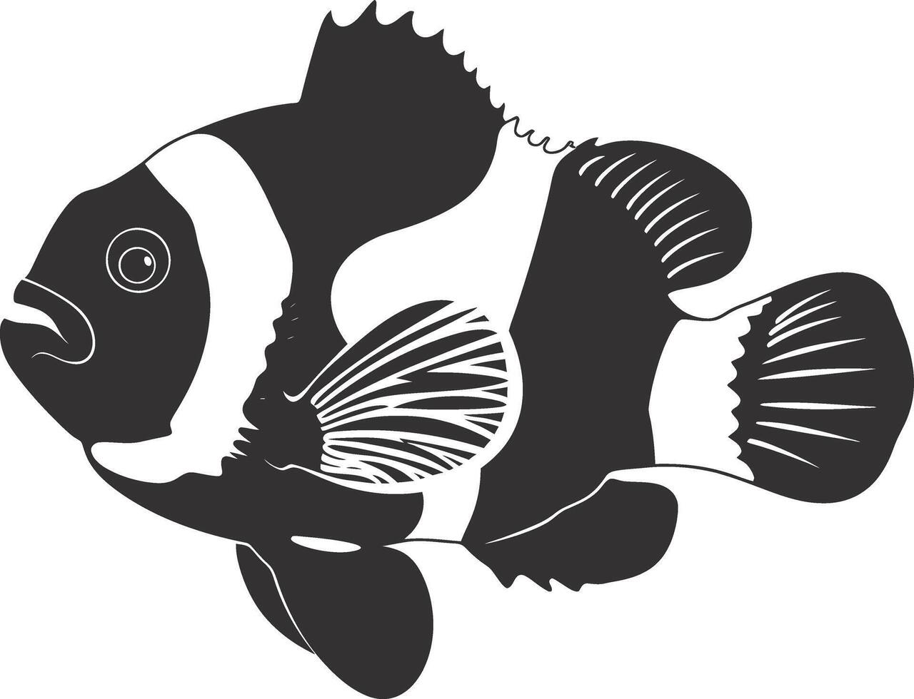 ai generado silueta pez payaso negro color solamente lleno cuerpo vector