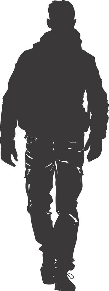 AI generated Silhouette hiking man black color only full body vector